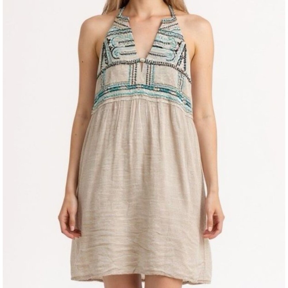 THML Anthropologie Embroidered Sleeveless Dress Women Small Gauze Airy Boho